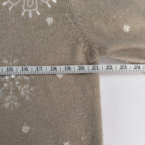 Christopher & Banks Angora Snowflake Embroidered Cardigan Blue Beige White M EUC - Picture 8 of 9